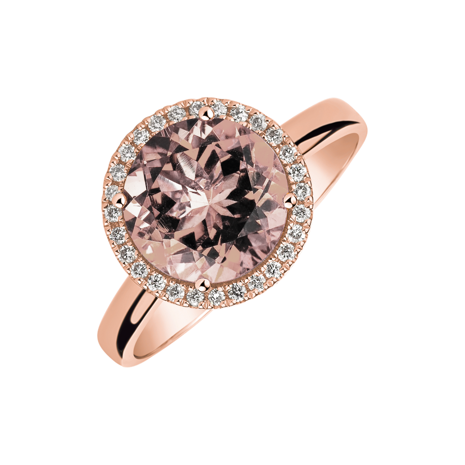 Diamond ring with Morganite Violette