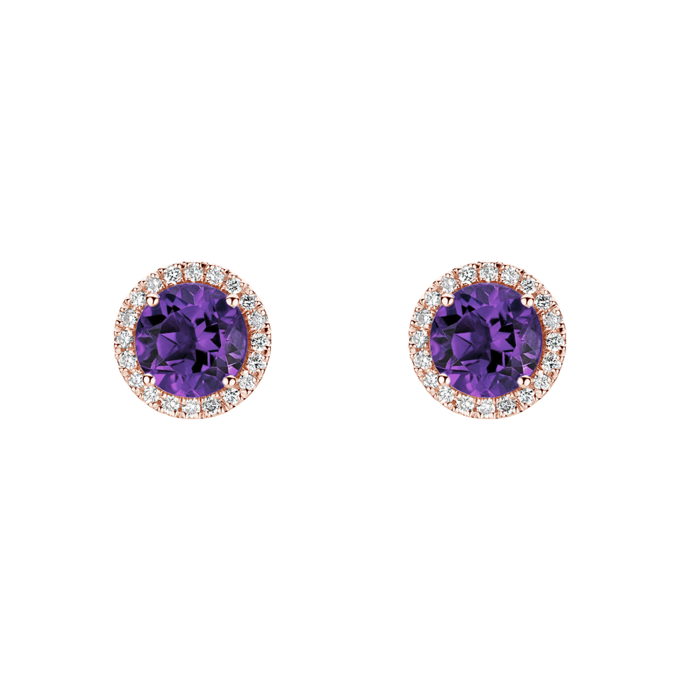 Diamond earrings with Amethyst Brazil Eternal Sunshine