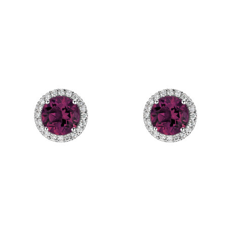 Diamond earrings with Rhodolite Eternal Sunshine