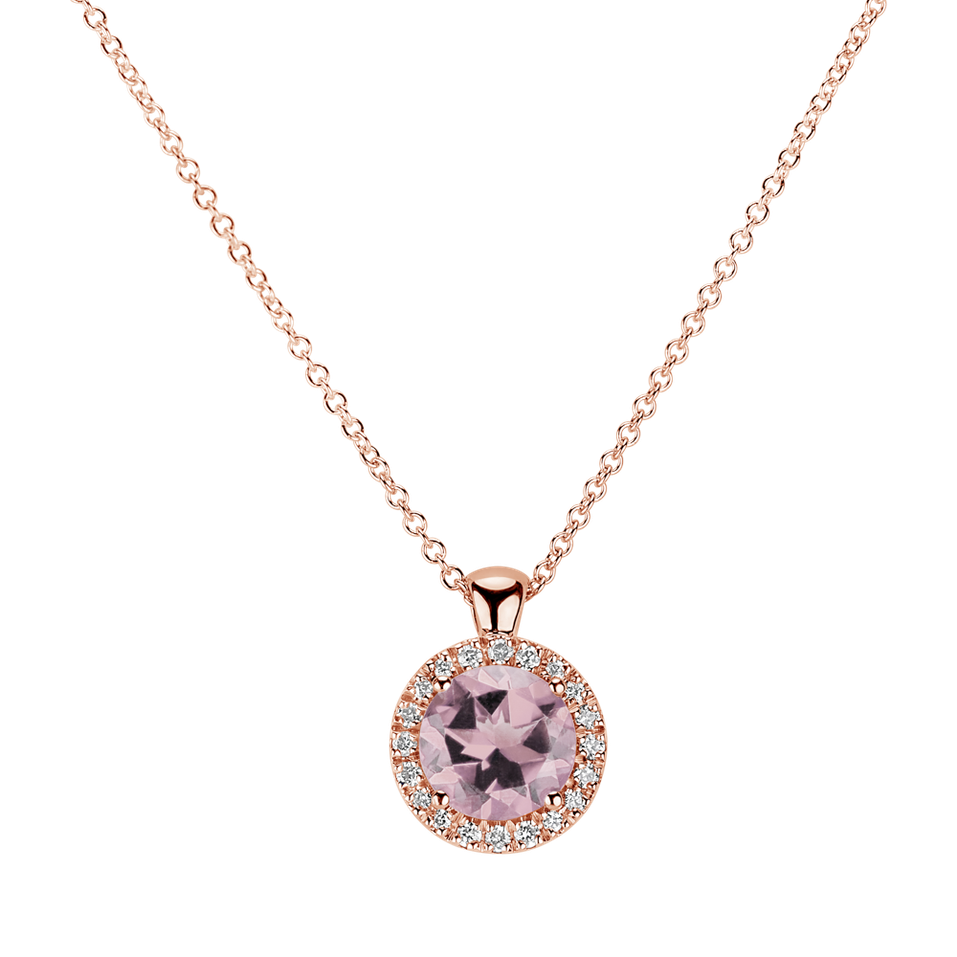 Diamond necklace with Rose Quartz Luxury Bonbon