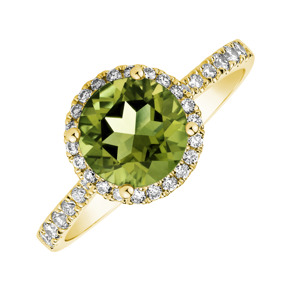 Diamond ring with Peridot Sparkly Bonbon