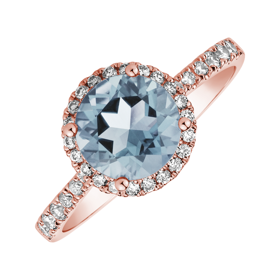 Diamond ring with Topaz Sky Sparkly Bonbon