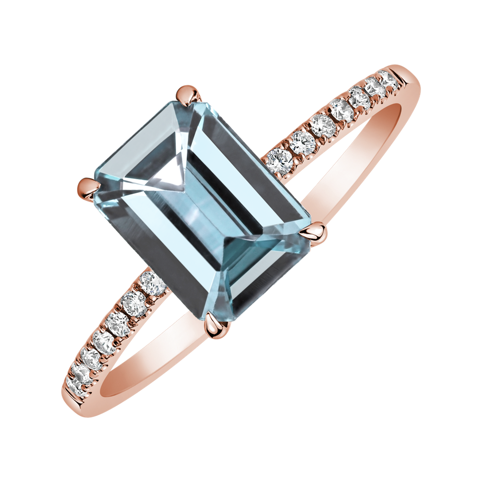 Diamond ring with Topaz Sky Perfect Promise