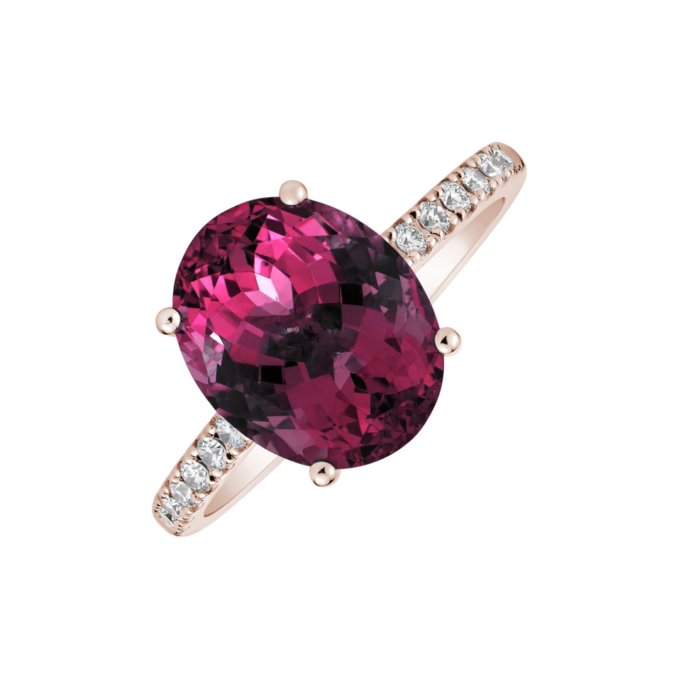 Diamond ring with Rhodolite Luxury Embrace