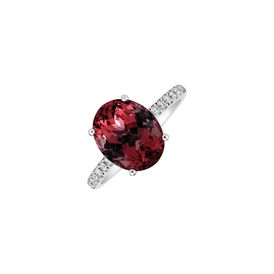 Diamond ring with Rhodolite Playful Glamour