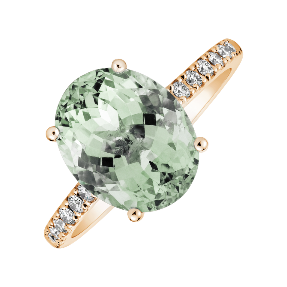 Diamond ring with Amethyst Green Playful Glamour