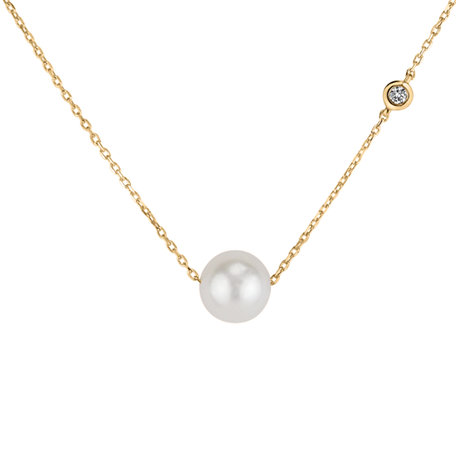 Diamond necklace with Fresh Water Pearl Lakeside Love