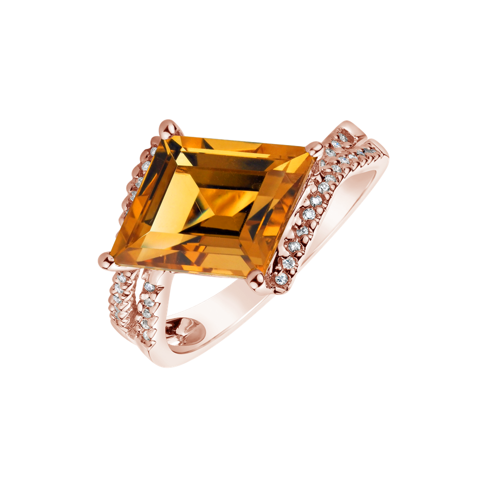 Ring with Citrine and diamonds Elvena