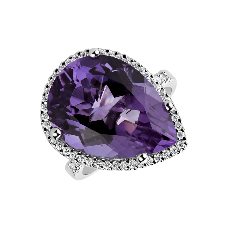 Diamond rings with Amethyst Sweet Almond