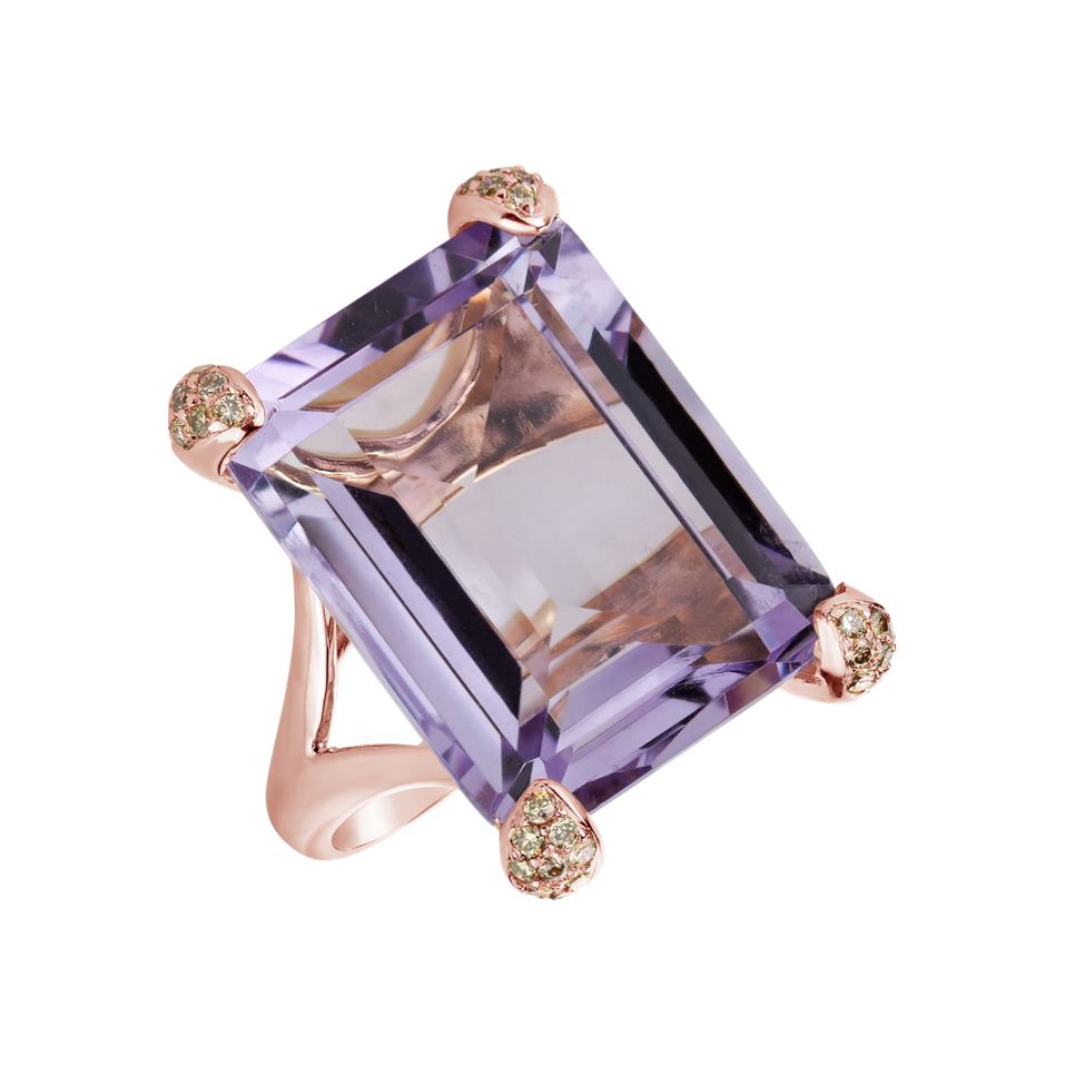 Ring with Amethyst and brown diamonds Kachelle