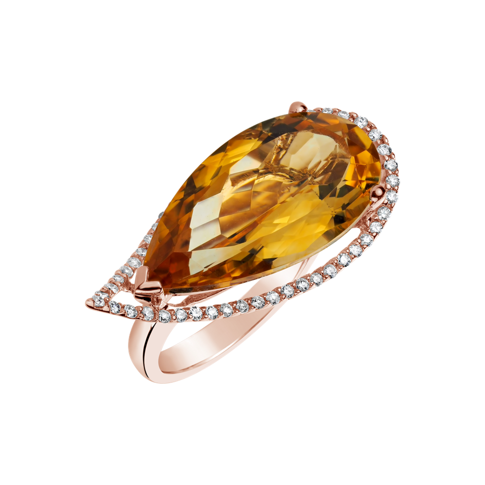 Ring with Citrine and diamonds Kaylynn