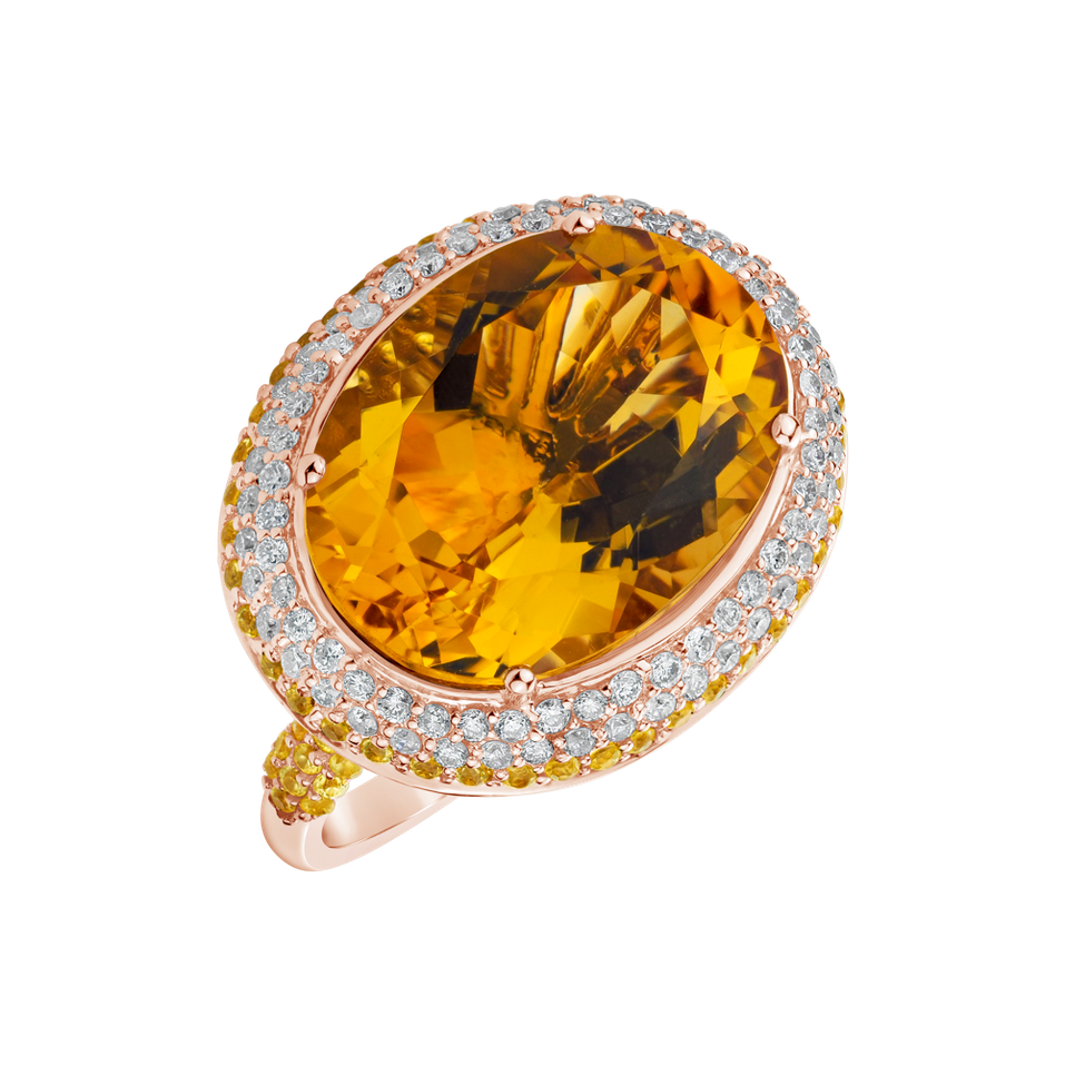 Ring with Citrine and Sapphire Conwenna