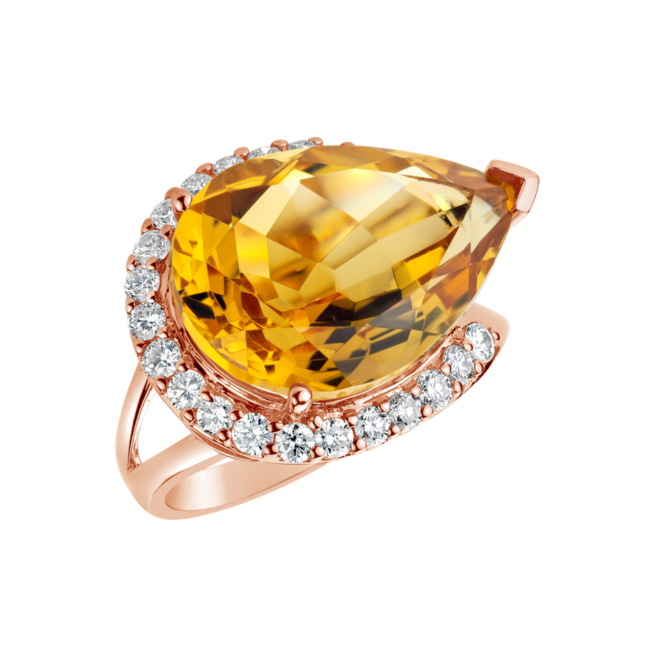 Ring with Citrine and diamonds Tassa