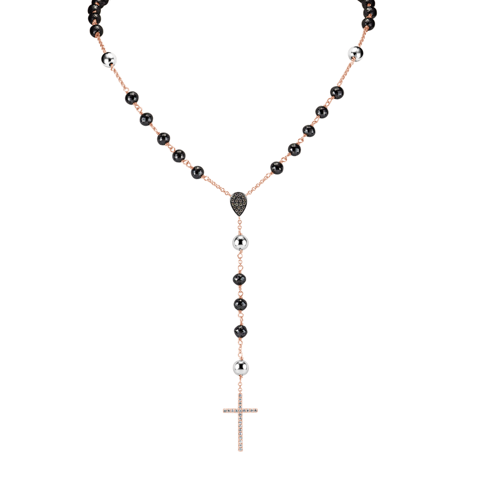 Necklace with black diamonds Elegant Cross