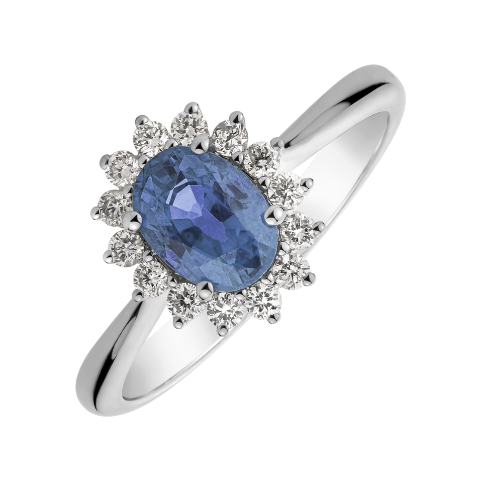 Diamond ring with Sapphire Princess