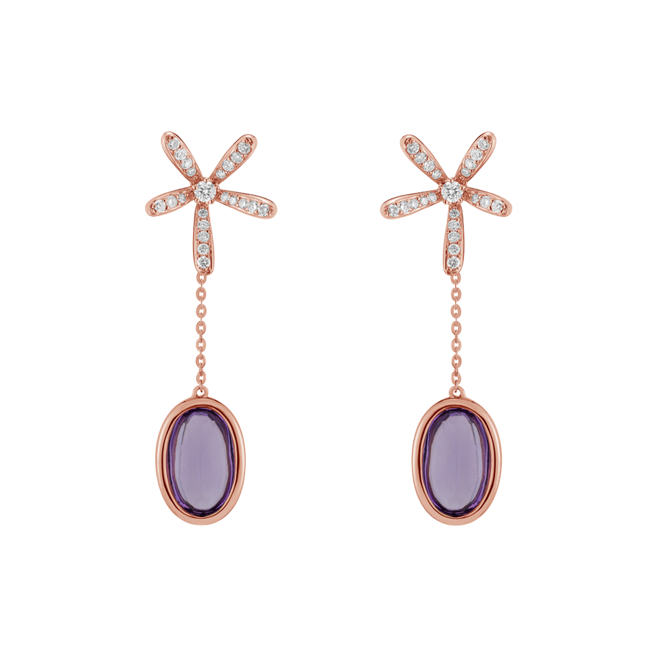 Diamond earrings with Amethyst Comfortable Trait