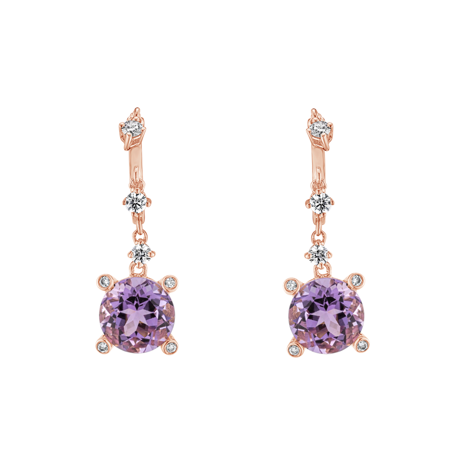 Diamond earrings with Amethyst Low Lough