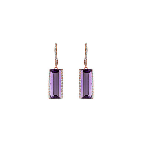 Diamond earrings with Amethyst Stunning Dagmar