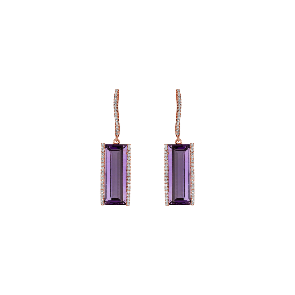 Diamond earrings with Amethyst Stunning Dagmar