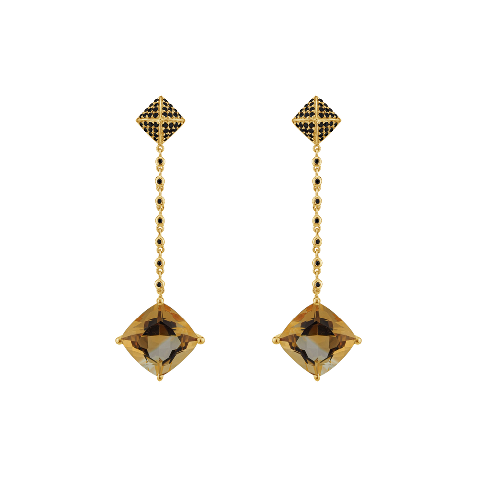 Earrings with Citrine and black diamonds Beautiful Taurus