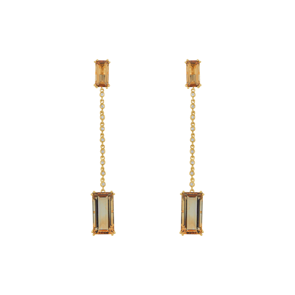 Diamond earrings with Citríne Rare Gem