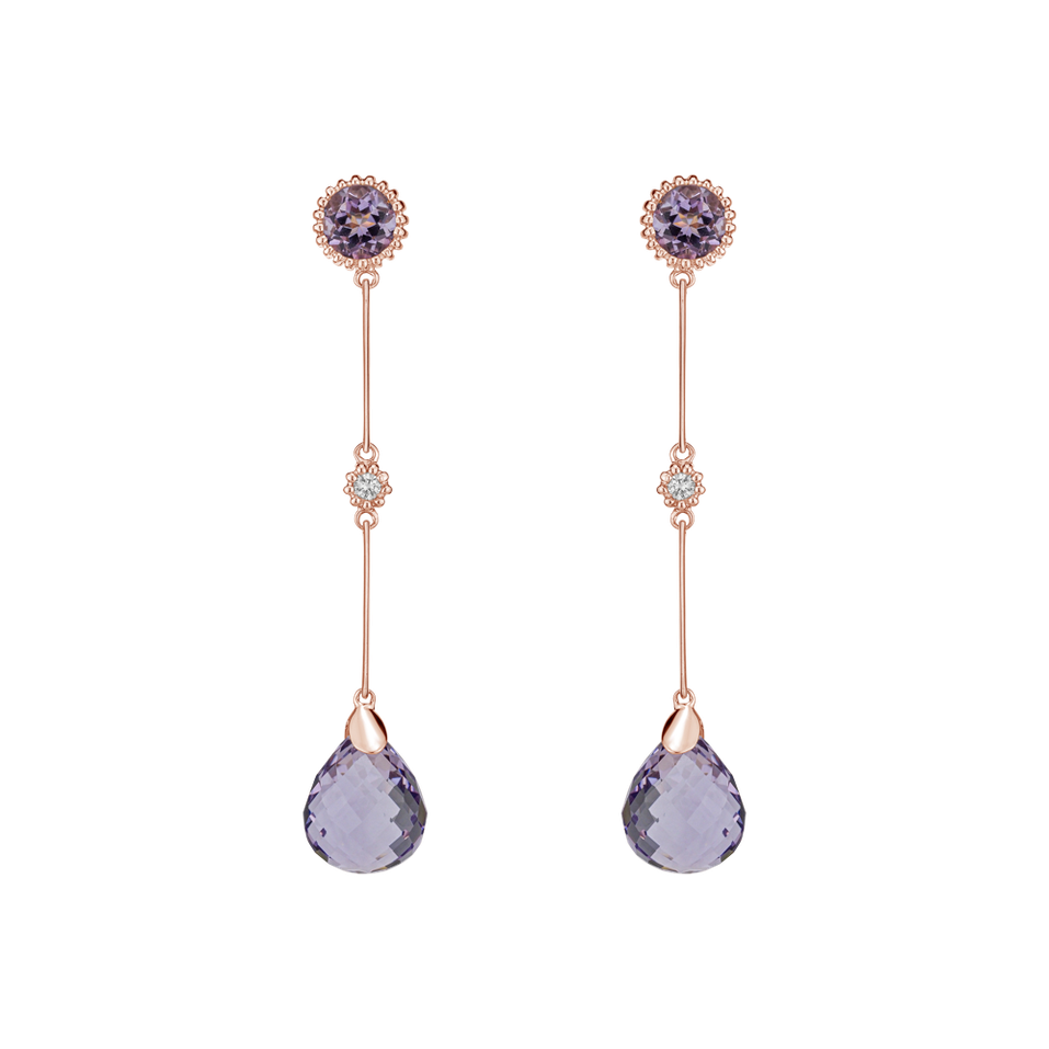 Diamond earrings with Amethyst Ophiuchus