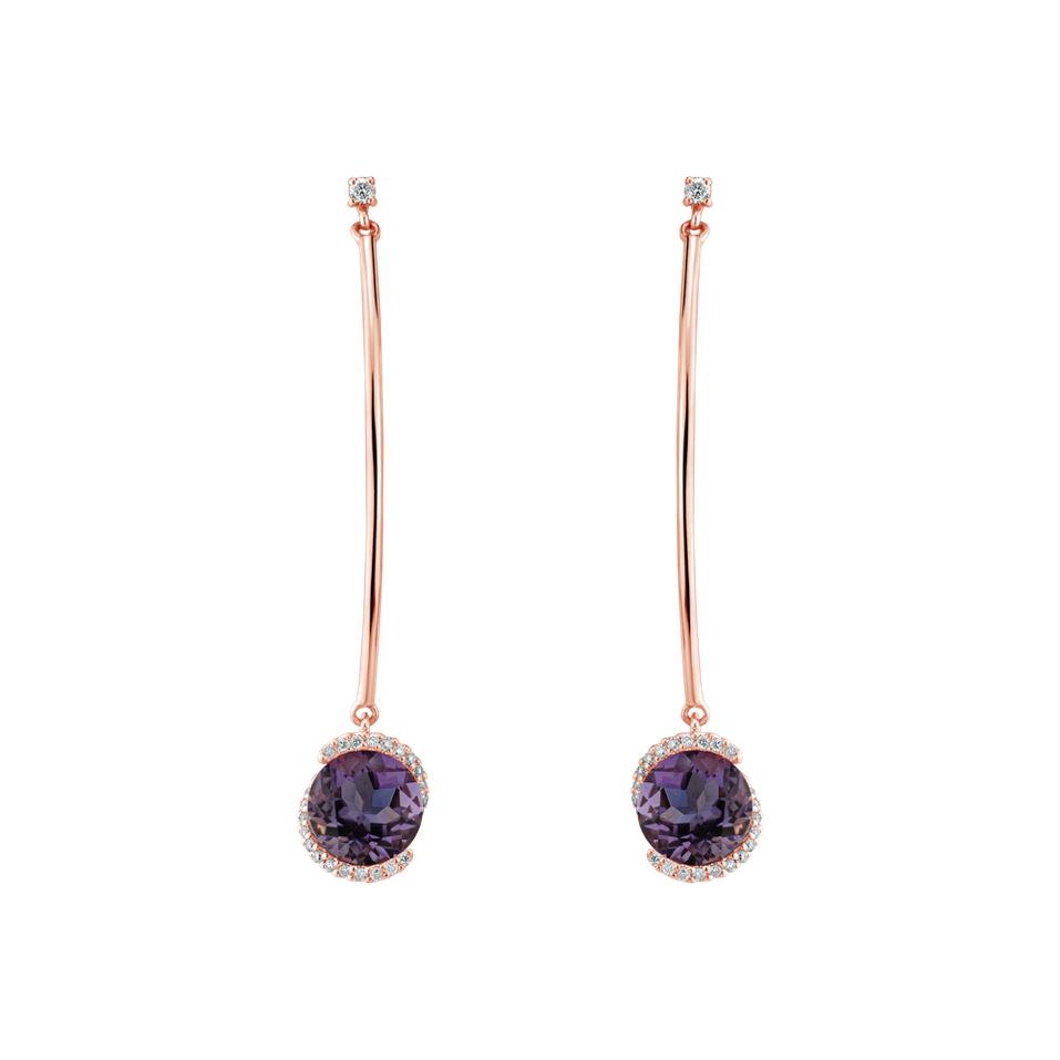 Diamond earrings with Amethyst Expecting Perfection