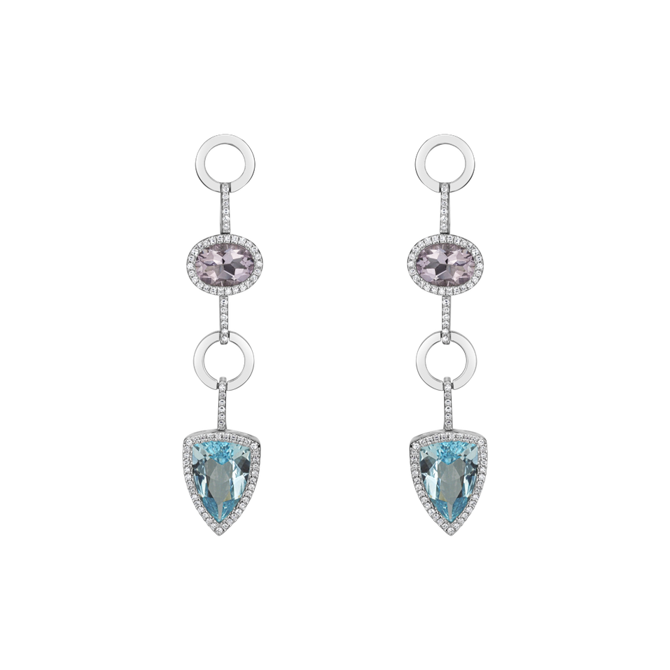 Diamond earrings, Amethyst and Topaz Folk Hero