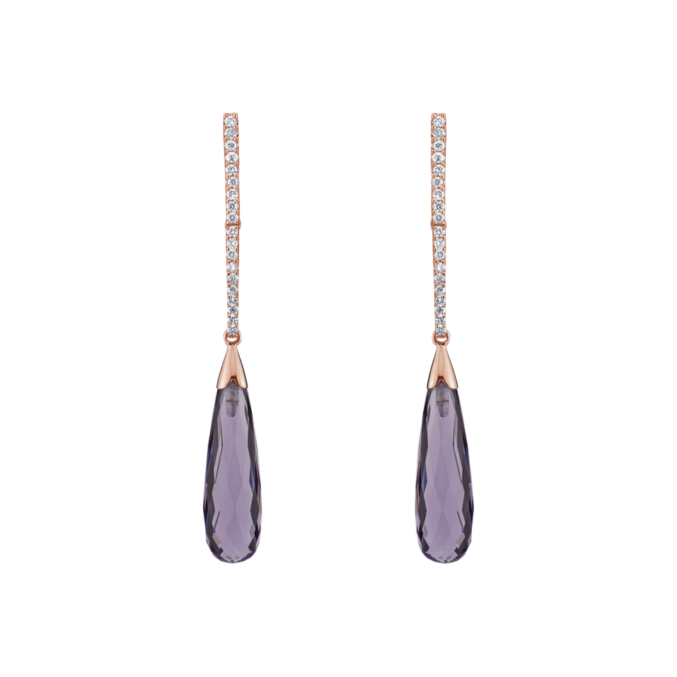 Diamond earrings with Amethyst Folk Club