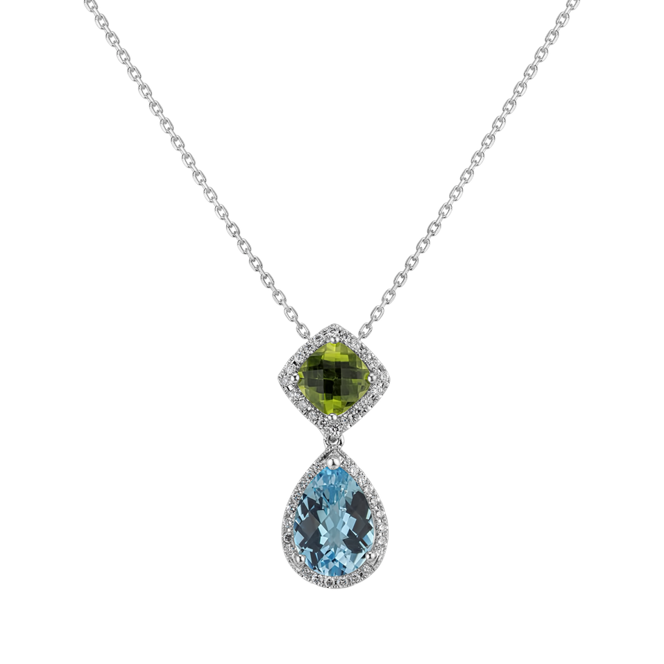 Diamond pendant with Topaz and Peridote Tough Decision