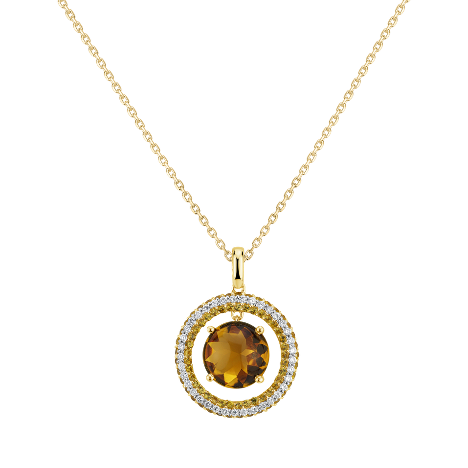 Diamond pendant with Citrine and Sapphire Sun Rays