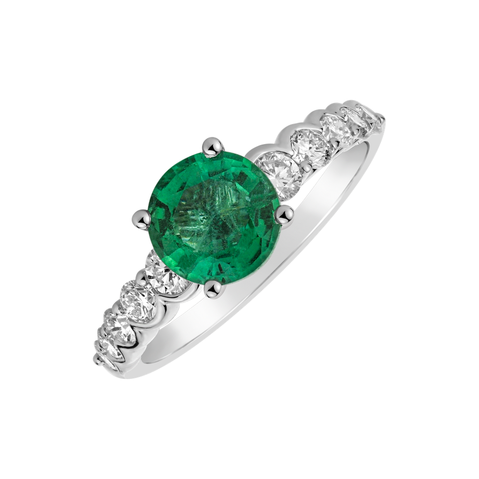 Diamond ring with Emerald Eden Desire