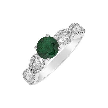 Diamond ring with Emerald Playful Wonder