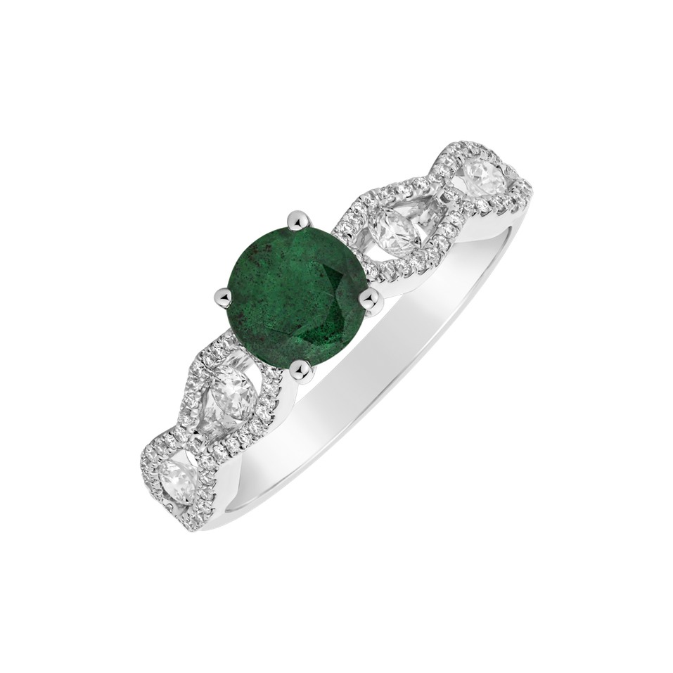 Diamond ring with Emerald Playful Wonder