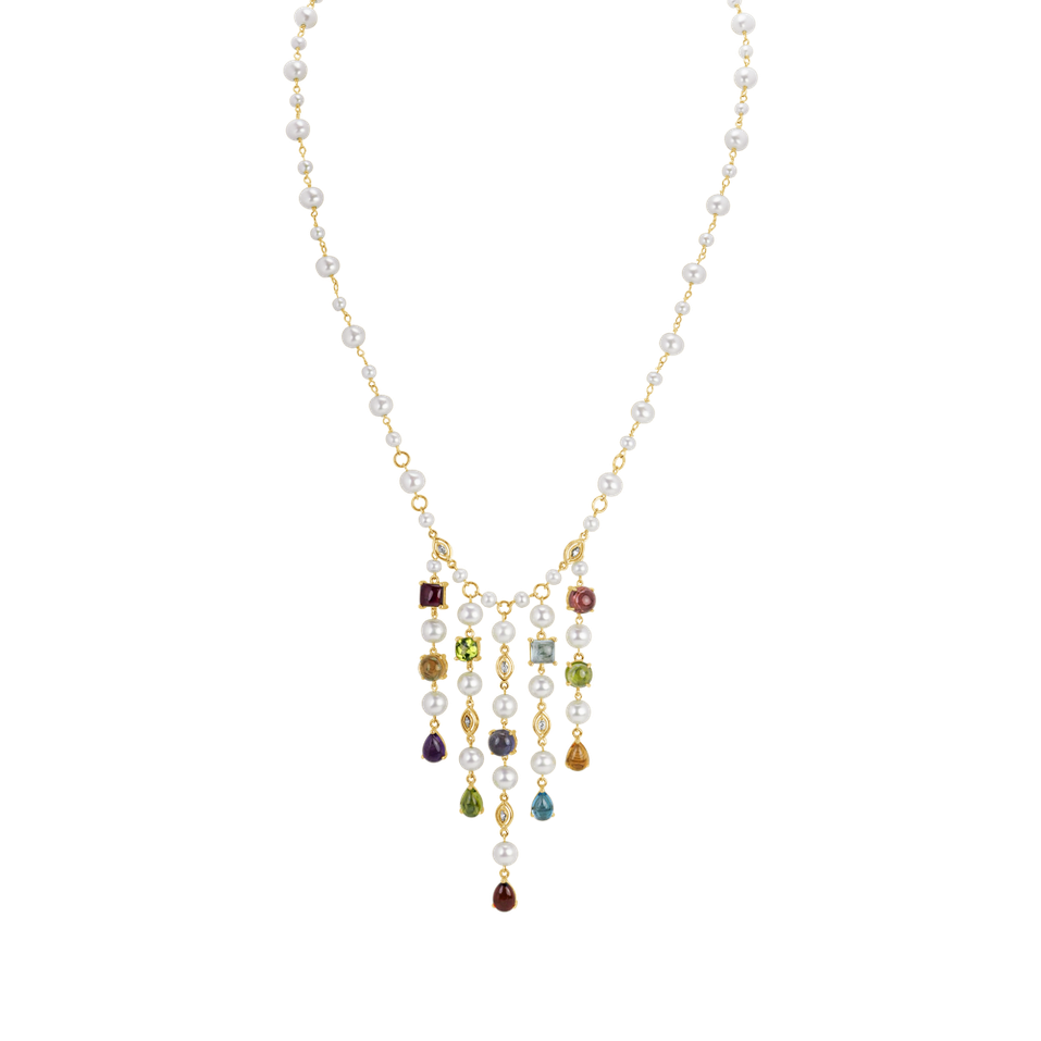 Diamond necklace with Pearl and gemstones Avisa