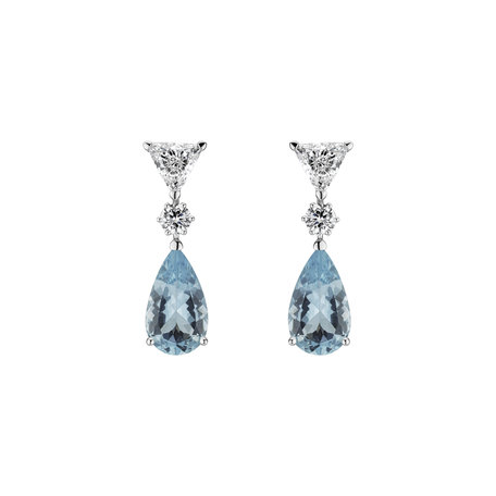 Diamond earrings with Aquamarine Aquamarine Tears