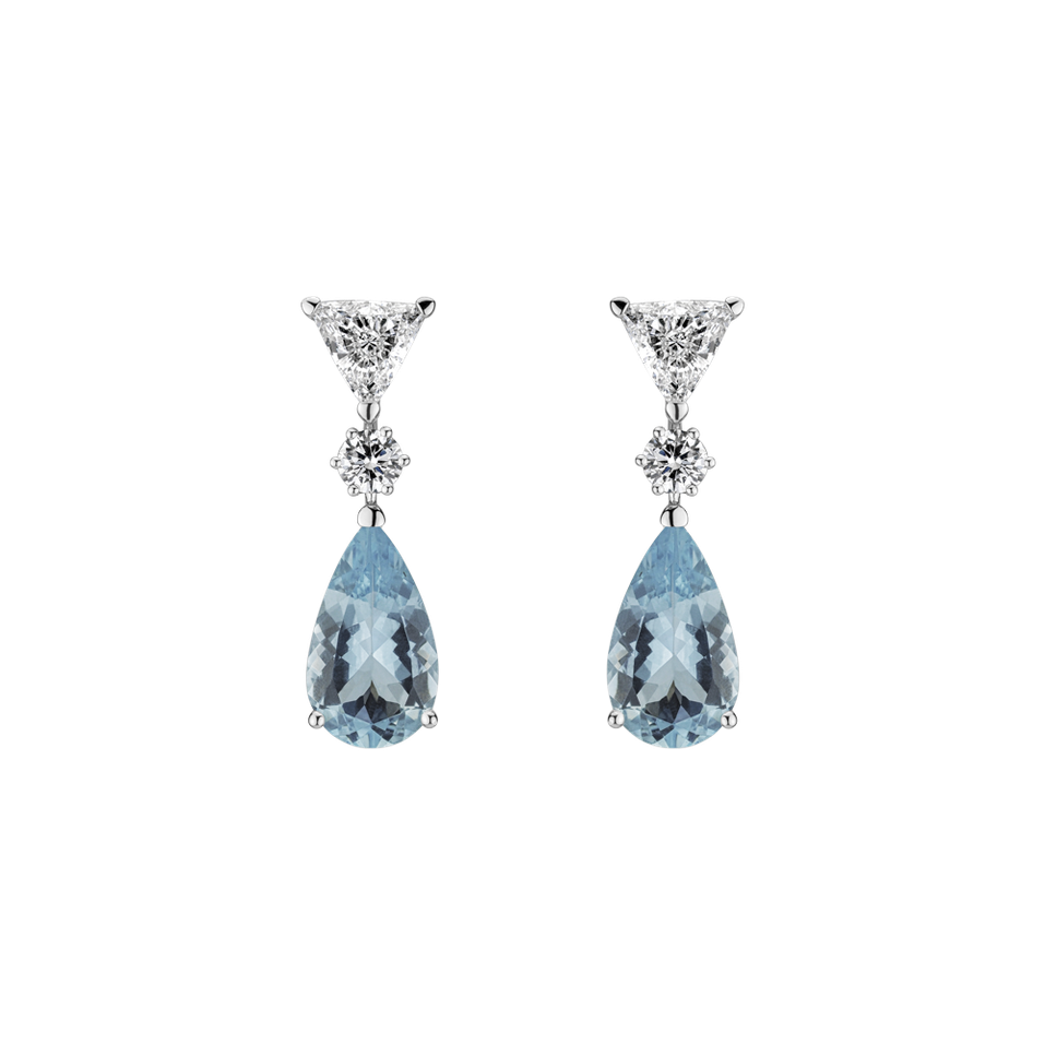 Diamond earrings with Aquamarine Aquamarine Tears