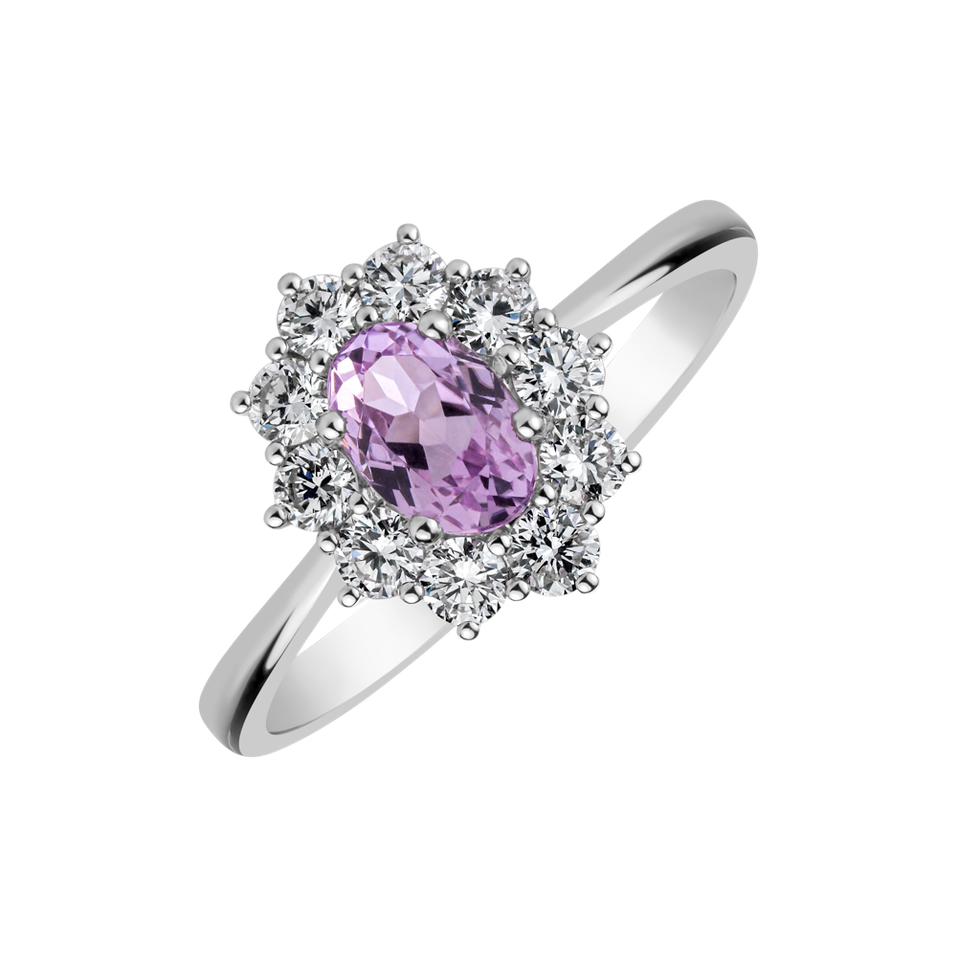 Diamond ring with Kunzite Sky Goddess