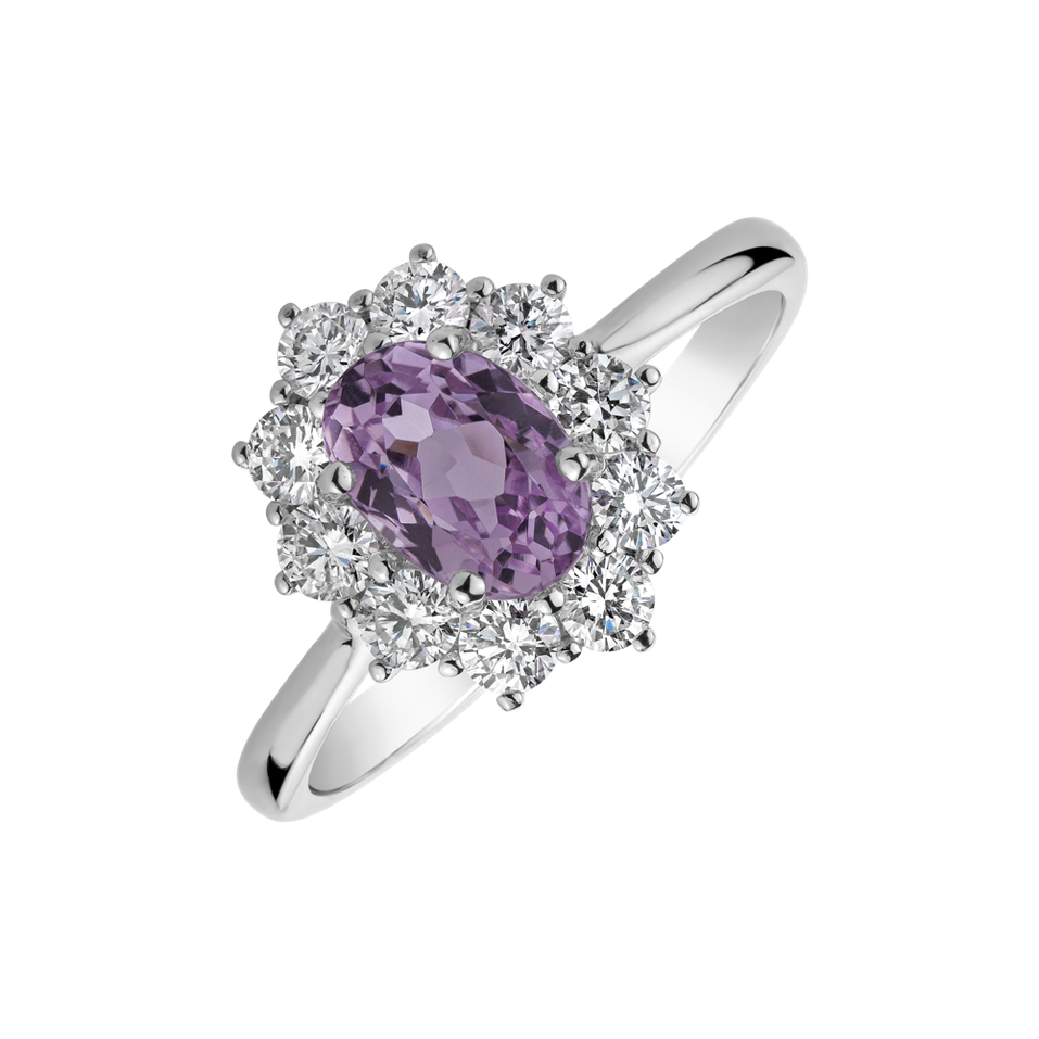 Diamond ring with Kunzite Princess Joy