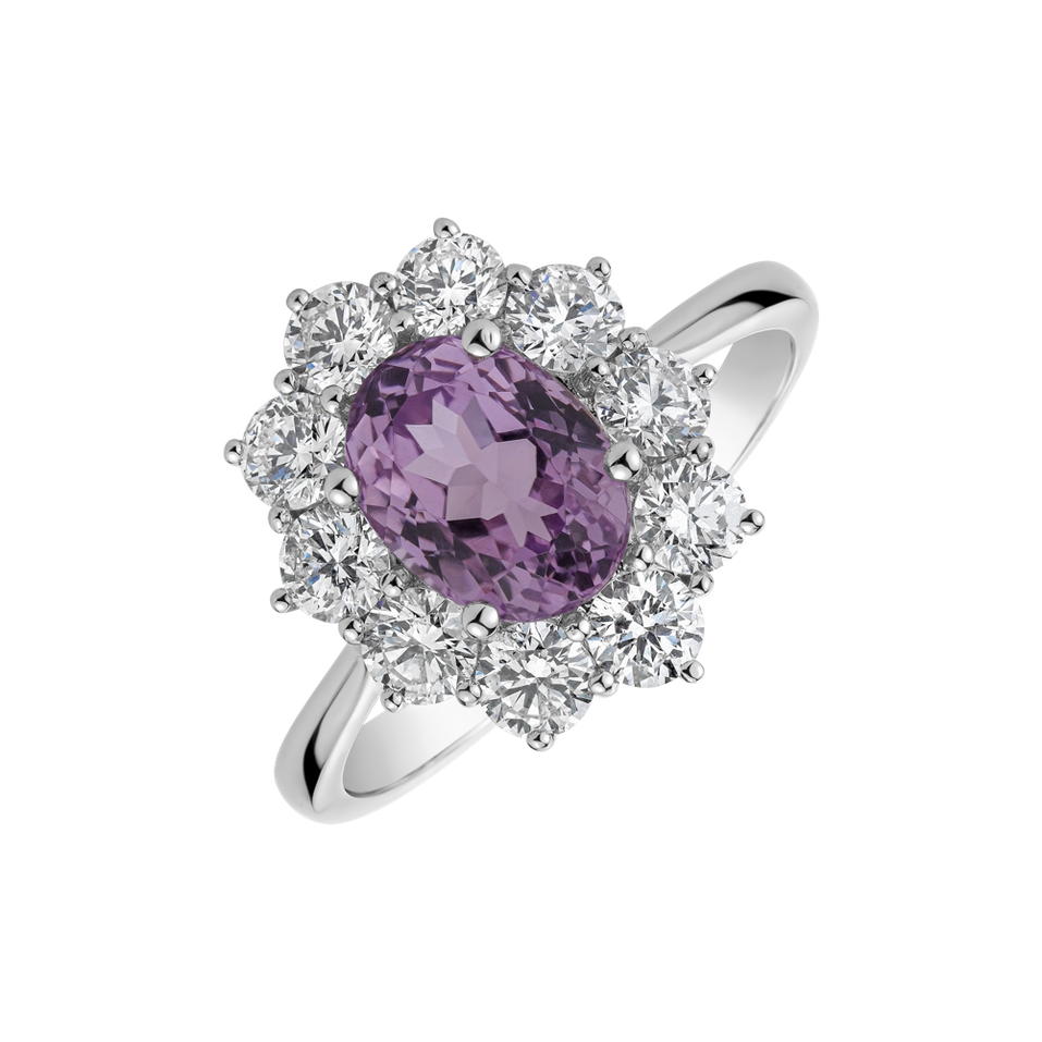 Diamond ring with Kunzite Princess Joy