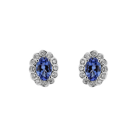 Diamond earrings with Tanzanite Princess