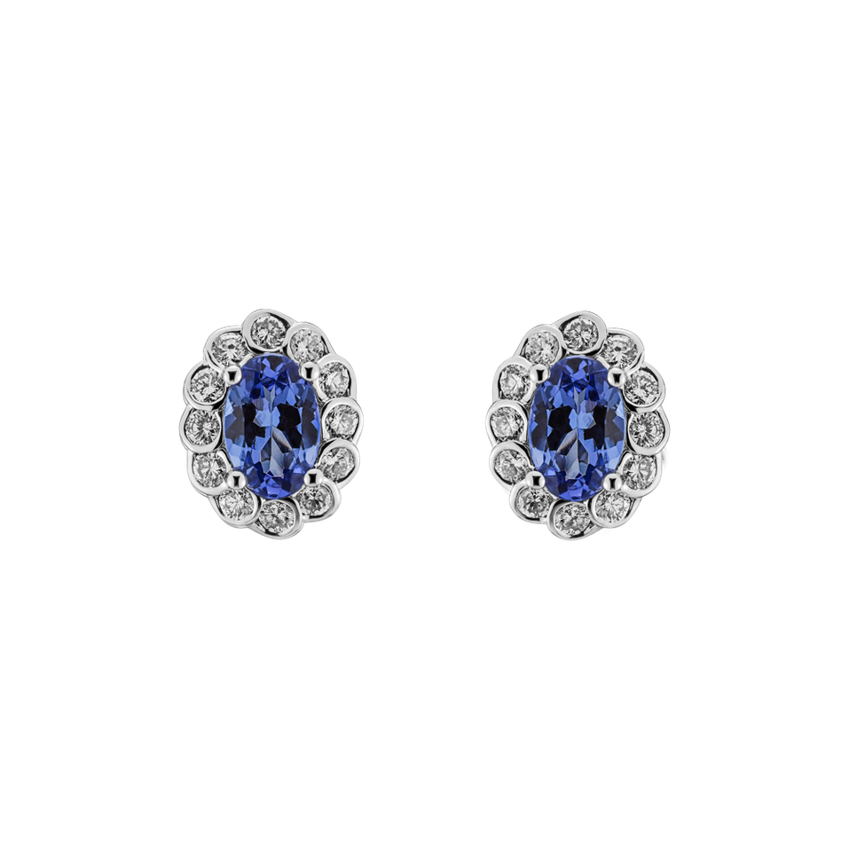 Diamond earrings with Tanzanite Princess