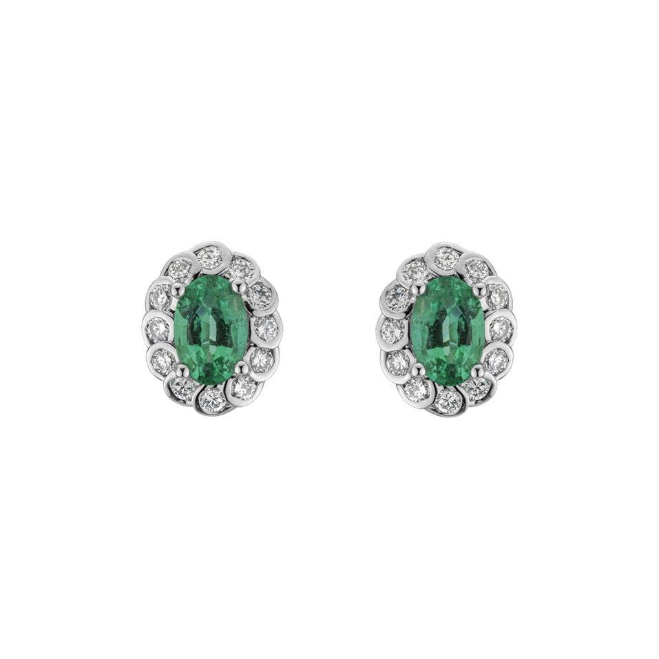 Diamond earrings with Emerald Glamour Princess