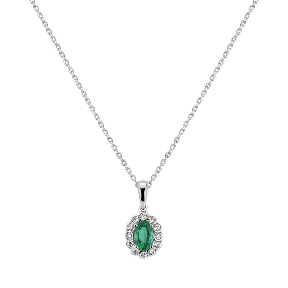 Diamond pendant with Emerald Glamour Princess