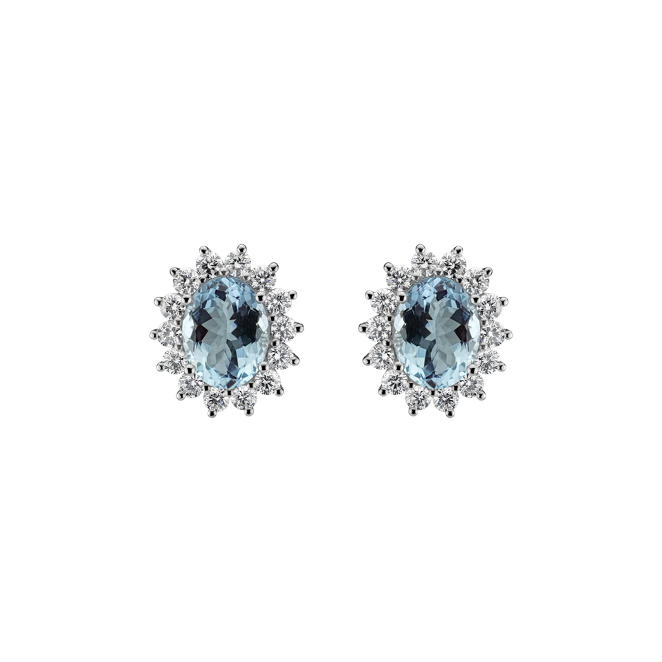 Diamond earrings with Aquamarine Princess Sparkle