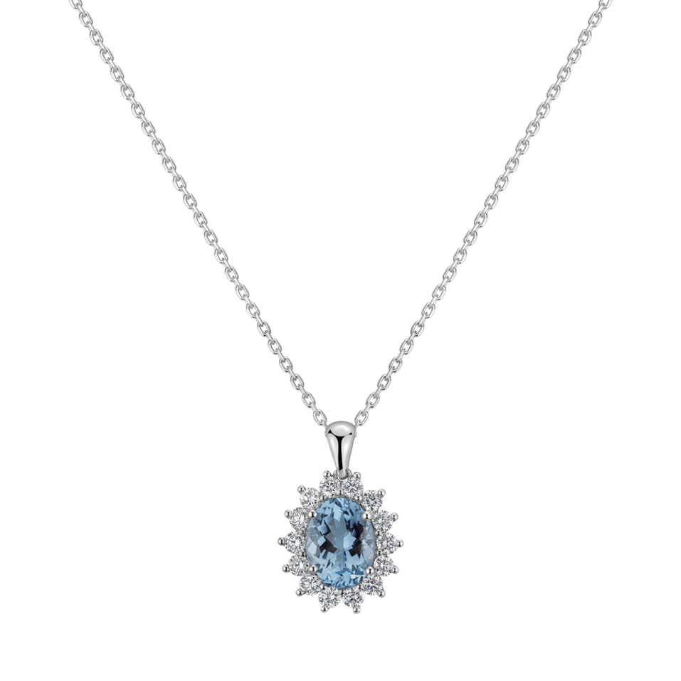 Diamond pendant with Aquamarine Princess Sparkle