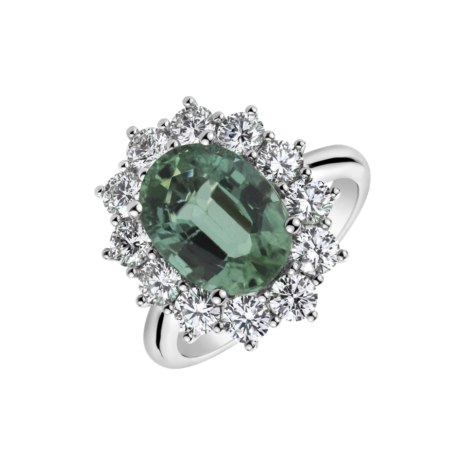 Diamond ring with Emerald Sky Goddess