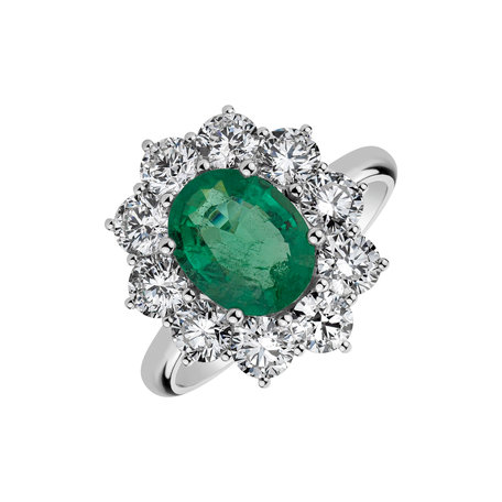 Diamond ring with Emerald Princess Joy