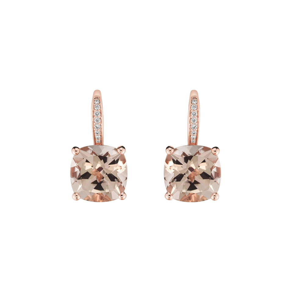 Diamond earrings with Morganite True Faith