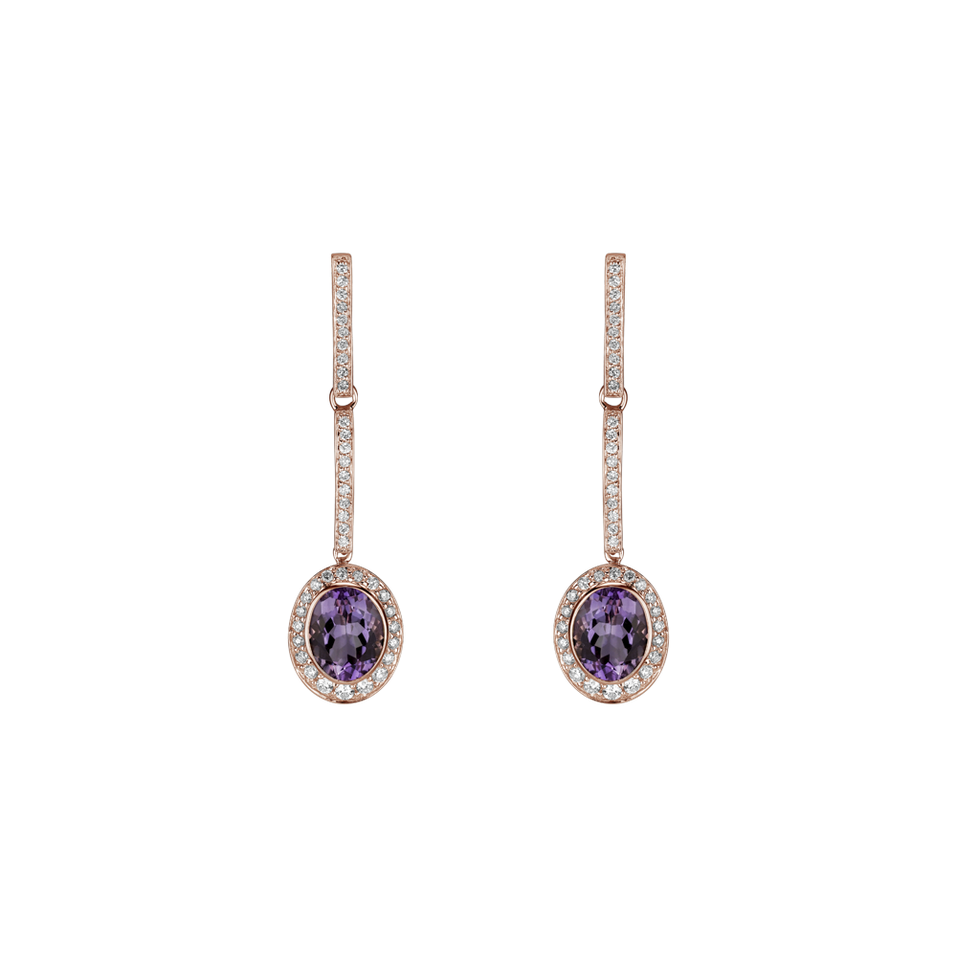 Diamond earrings with Amethyst Celosia